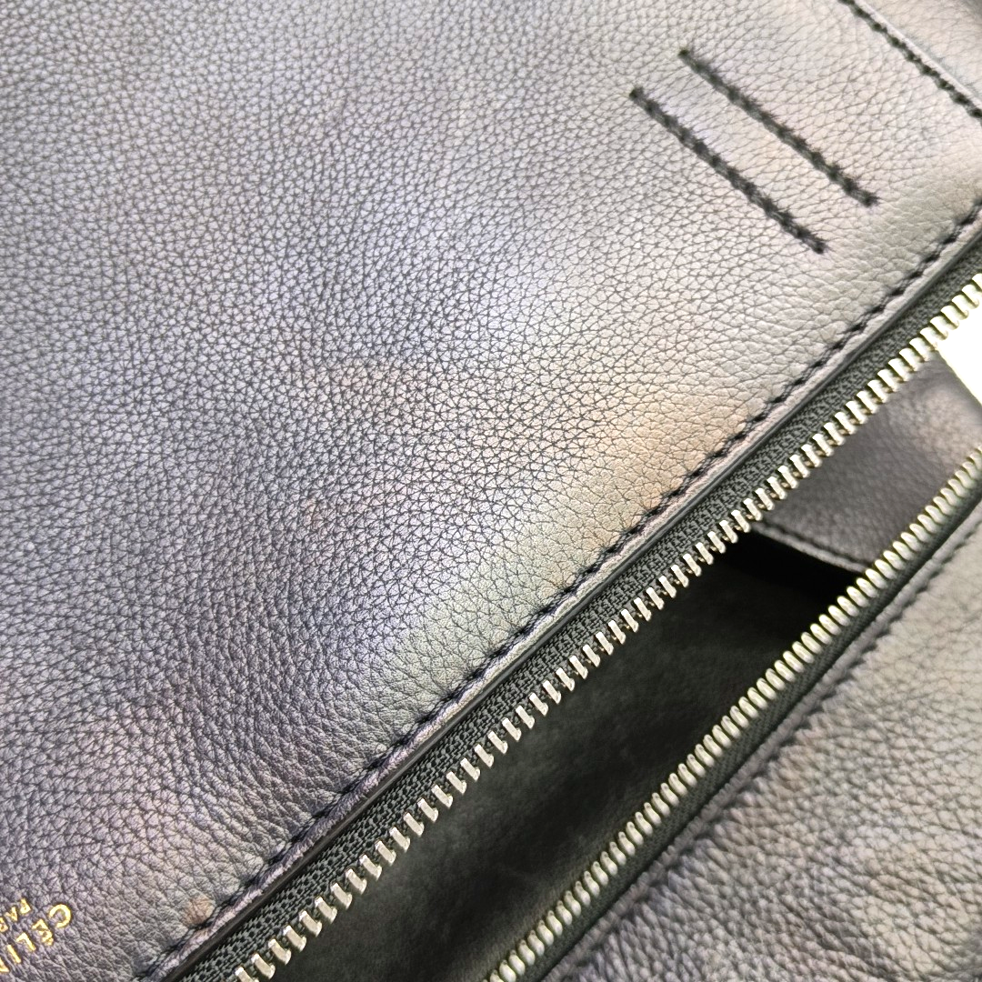 CELINE EDGE Black cowhide tote bag Silver Hardware-(SKU)-952921154