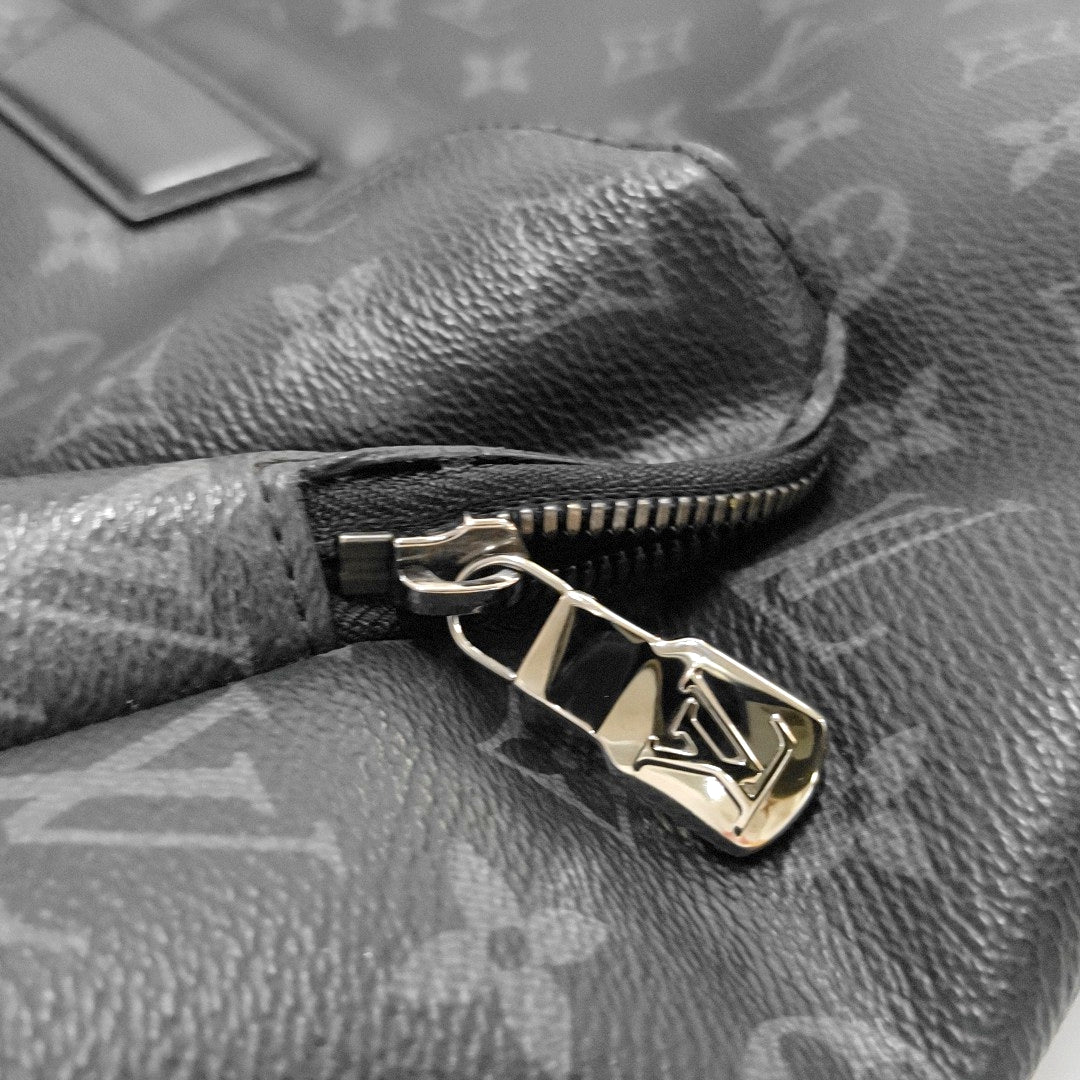 LOUIS VUITTON DISCOVERY Dark Gray Coated Canvas Monogram Printed Backpack Tote Bag with Silver Hardware-(SKU)-969984288