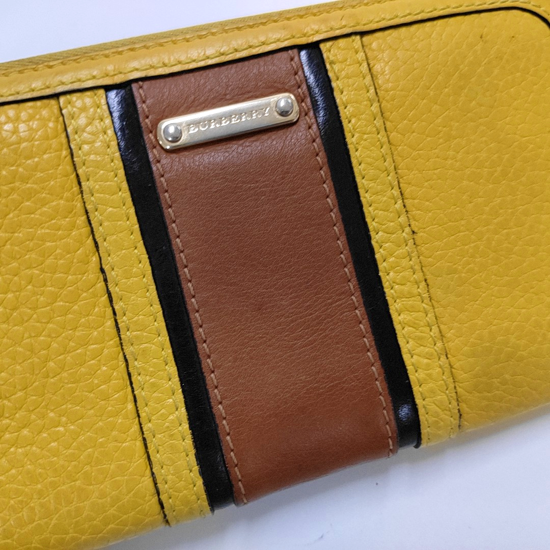 BURBERRY Yellow Cowhide Wallet Golden hardware-(SKU)-954324318