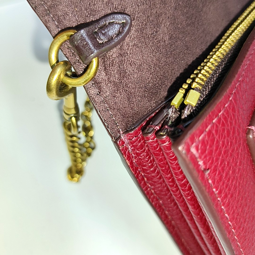 COACH TABBY Red Cowhide Crossbody Single Shoulder Bag Golden hardware Removable shoulder strap-(SKU)-14389562