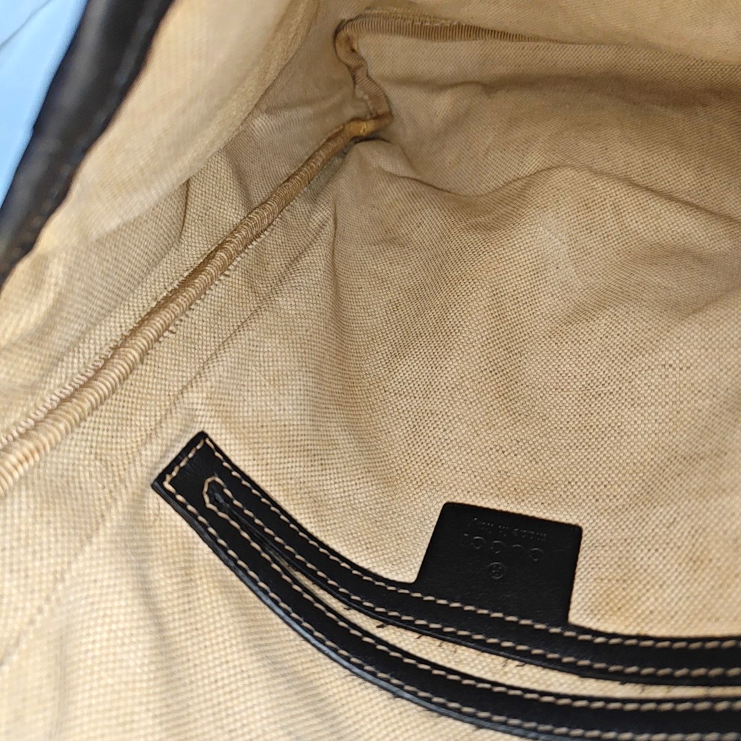 GUCCI Khaki Coated Canvas Old Flower Single Shoulder Bag Crossbody Bag Golden hardware-(SKU)-956510799