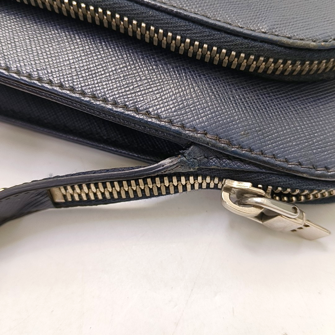 PRADA Dark Blue Leather Handbag Silver Hardware-(SKU)-954413734