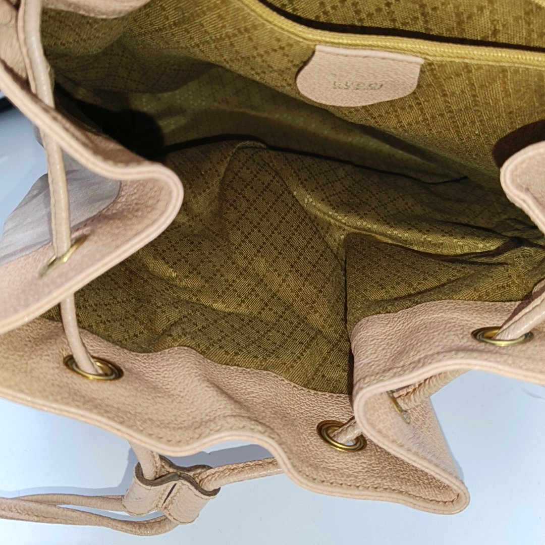 GUCCI Brown suede bamboo backpack Golden hardware-(SKU)-948850535