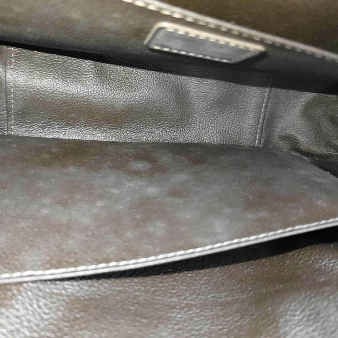 LOUIS VUITTON Large size Brown Leather Handbag Silver Hardware-(SKU)-958155745
