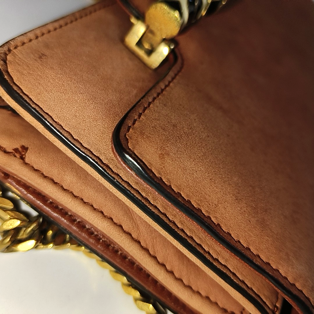 GUCCI Brick Red Cowhide Crossbody Bag Golden hardware Removable shoulder strap-(SKU)-935412398