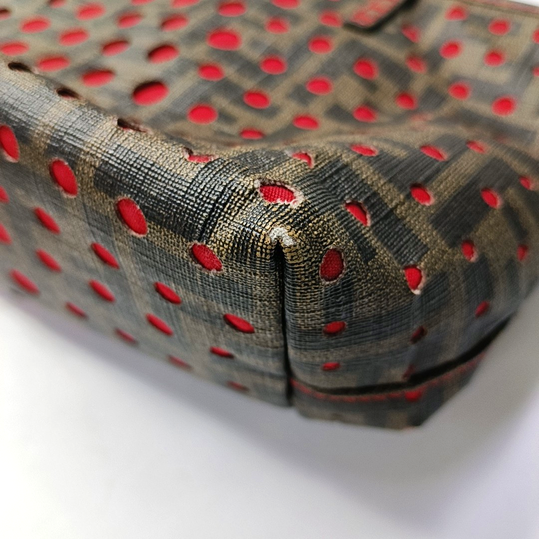 FENDI Tote bag 棕色织物双FHandheld包 Golden hardware-(SKU)-951940750