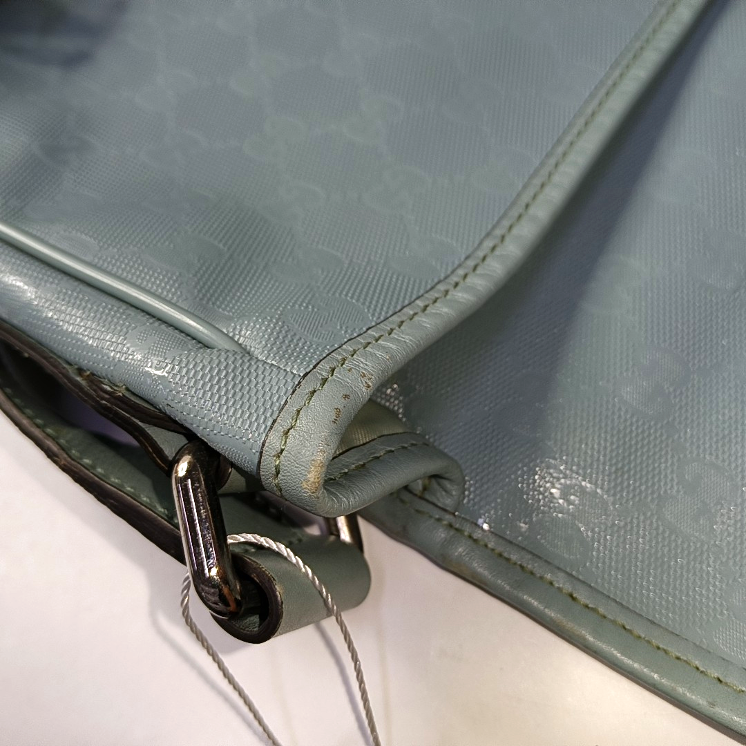 GUCCI Light Blue Coated Canvas La Vieille Russie Single Shoulder Bag Crossbody Bag Silver Hardware-(SKU)-958171840