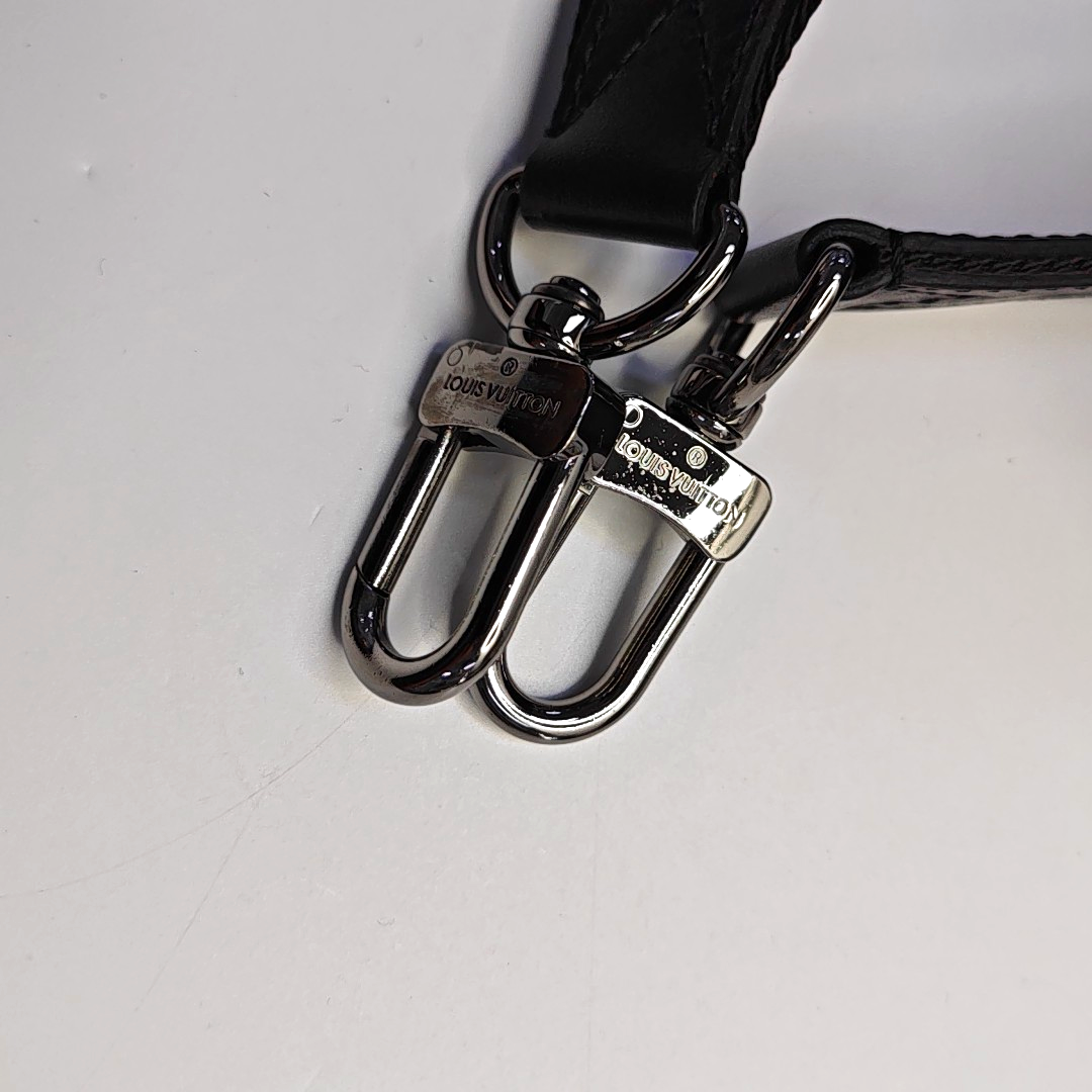 LOUIS VUITTON KEEPALL Black Coated Canvas Monogram Black Samurai Single Shoulder Bag Crossbody Bag with Silver Hardware and Removable Strap-(SKU)-964122055