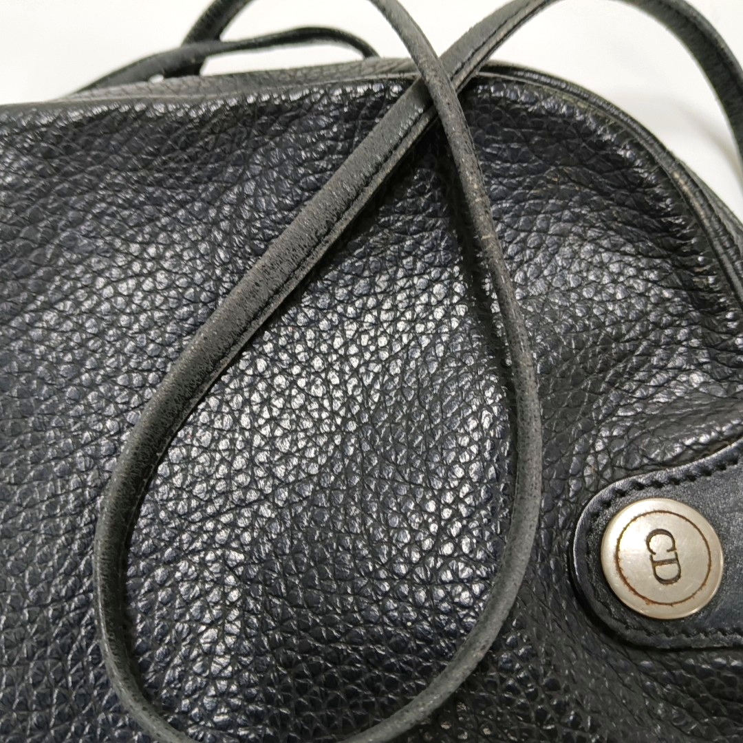 DIOR Black Coated Canvas Crossbody Bag Single Shoulder Bag Silver Hardware-(SKU)-945838220