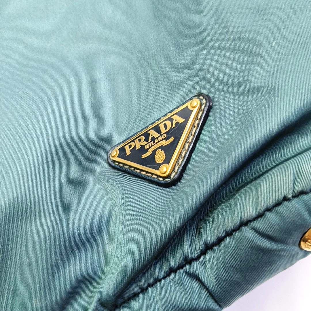 PRADA Tote bag Blue Nylon Logo Single Shoulder Bag Crossbody Tote Bag Golden hardware Removable shoulder strap-(SKU)-958133297