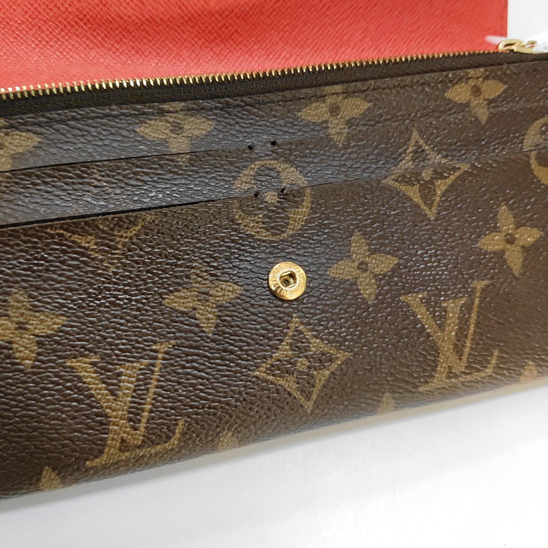 LOUIS VUITTON EMILIE Brown coated canvas vintage wallet Golden hardware-(SKU)-959074836