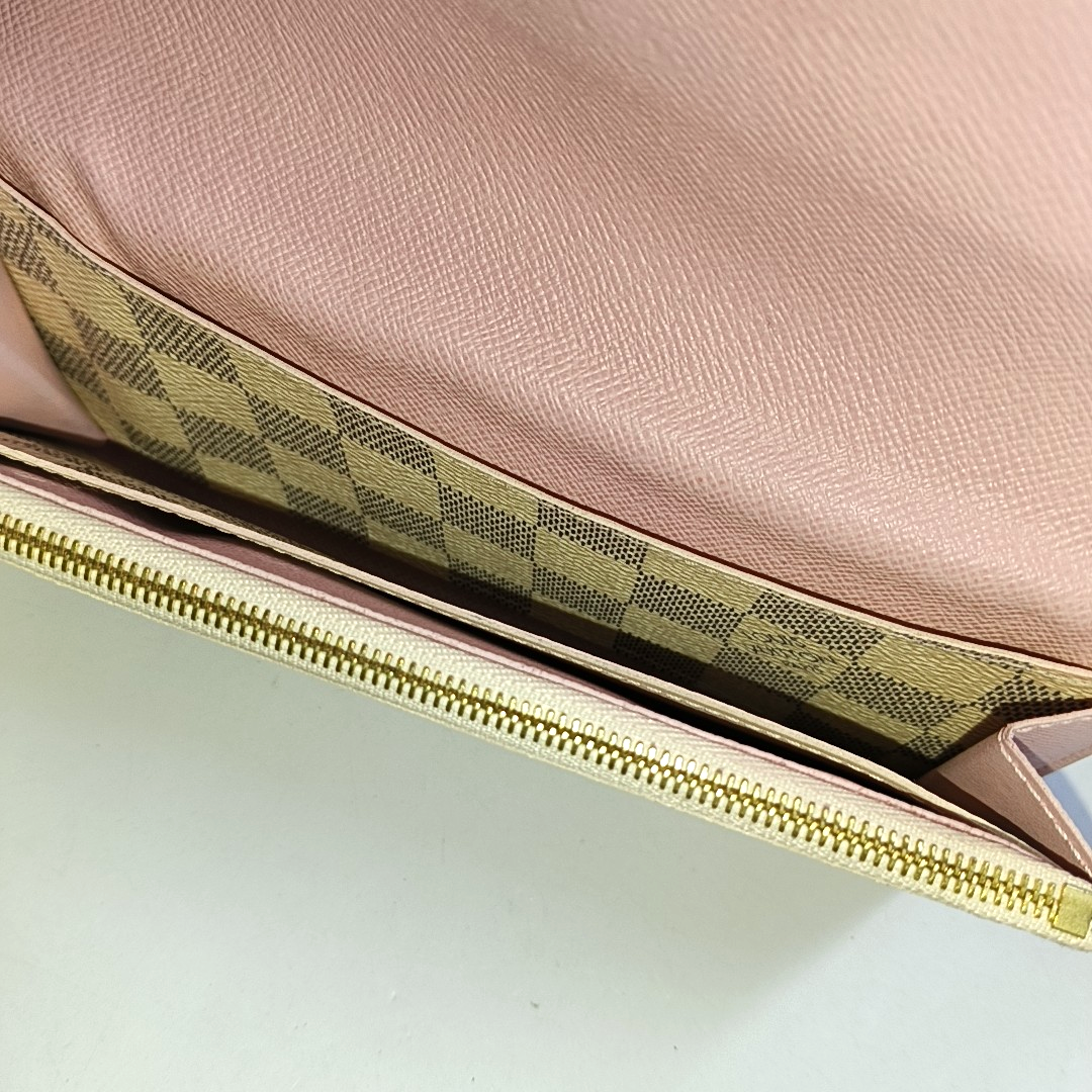 LOUIS VUITTON EMILIE White Coated Canvas Checkered Wallet Golden hardware-(SKU)-954698850