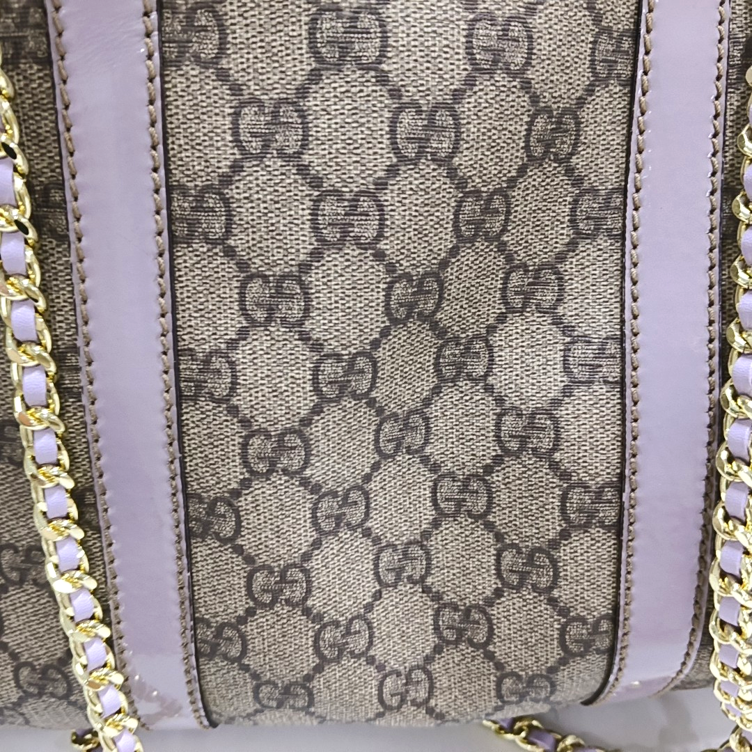 GUCCI BostonBrown Coated Canvas Embossed Handbag-(SKU)-946323823