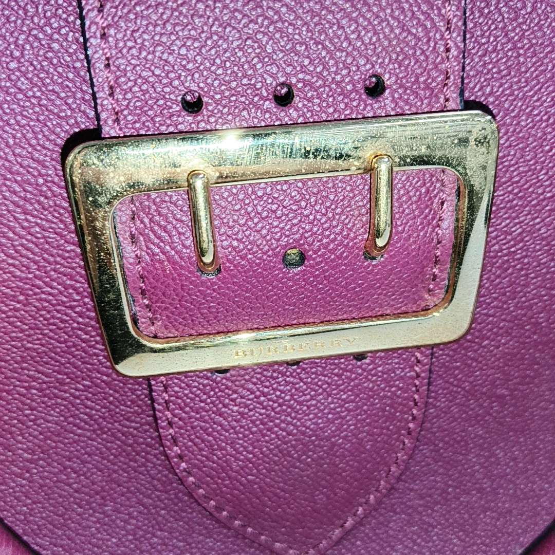 BURBERRY Buckle Burgundy Leather Single Shoulder Bag Golden hardware Removable shoulder strap-(SKU)-940108439