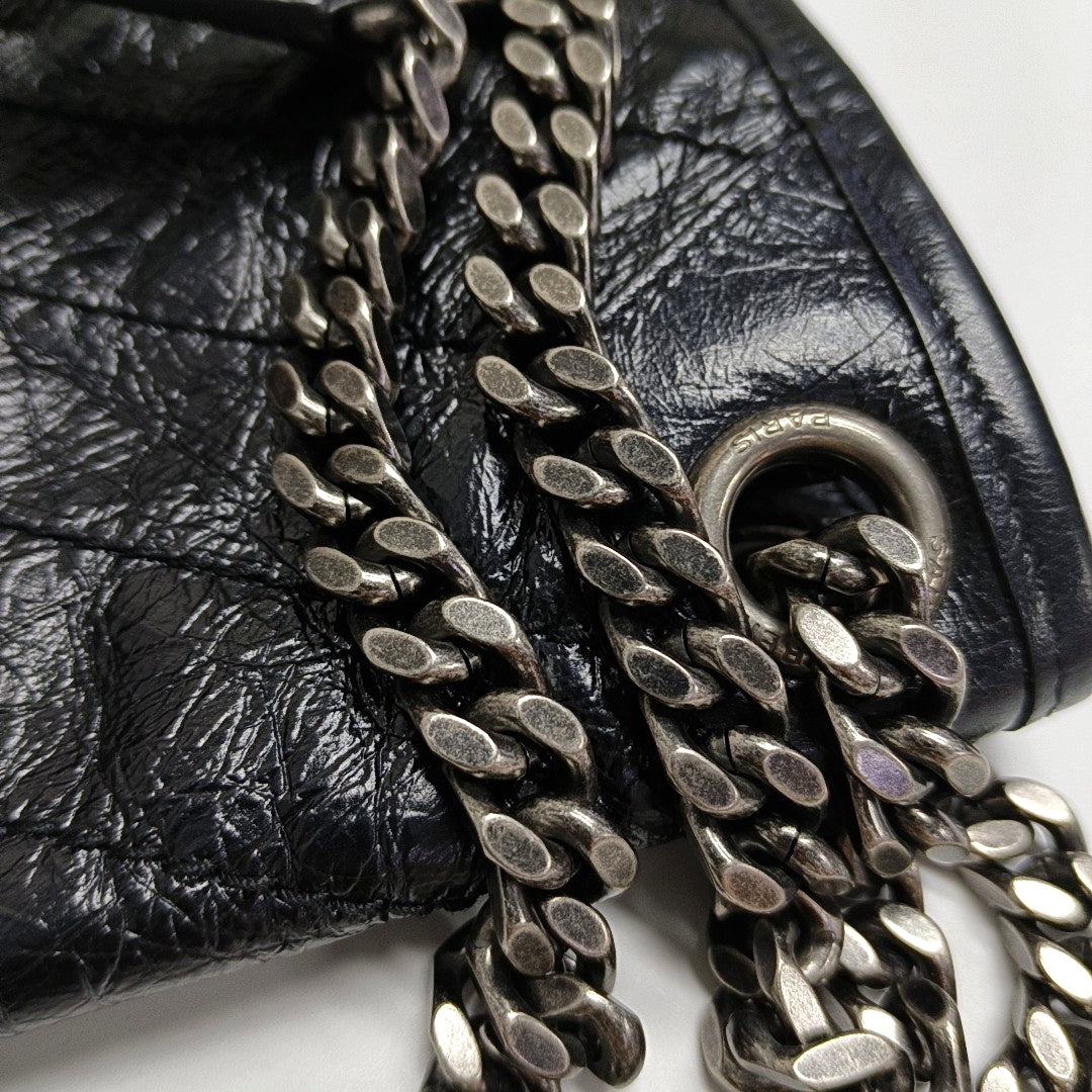 YSL NIKI Medium Black Calfskin Quilted V-Stripe Shoulder Bag and Crossbody with Black Rhodium-Plated Hardware-(SKU)-971324466