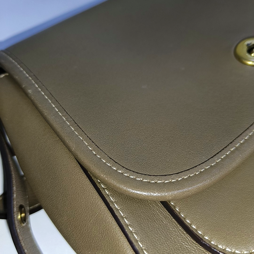 COACH RAMBLER Elephant Gray Calfskin Leather Crossbody Bag Golden hardware Removable shoulder strap-(SKU)-933856249
