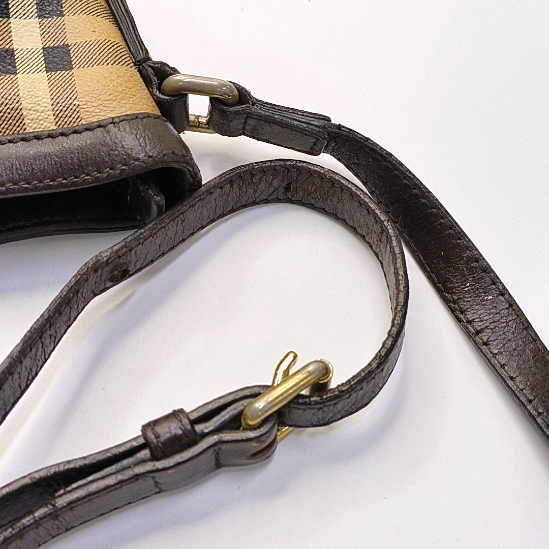 BURBERRY Khaki Coated Canvas Single Shoulder Bag Crossbody Golden hardware-(SKU)-959178497