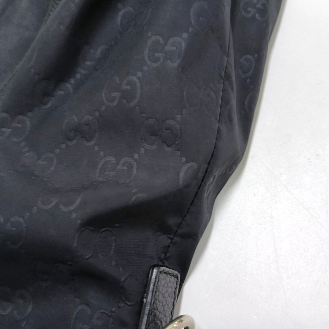 GUCCI GG Imprime Black Nylon Old Flower Single Shoulder Bag Handbag Crossbody Bag Silver Hardware Removable shoulder strap-(SKU)-958181512