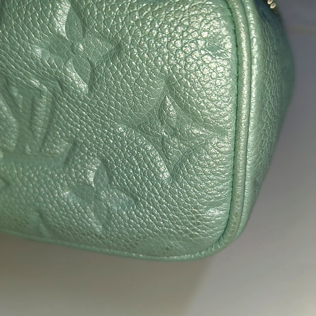 LOUIS VUITTON NICE Turquoise Green Leather Monogram Embossed Shoulder Bag Silver Hardware Removable Strap-(SKU)-942263065