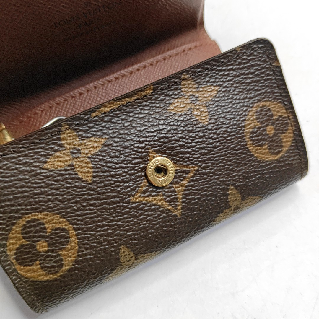 LOUIS VUITTON PORTE MONNAIE Brown Coated Canvas Monogram Key Bag Golden hardware-(SKU)-943902302