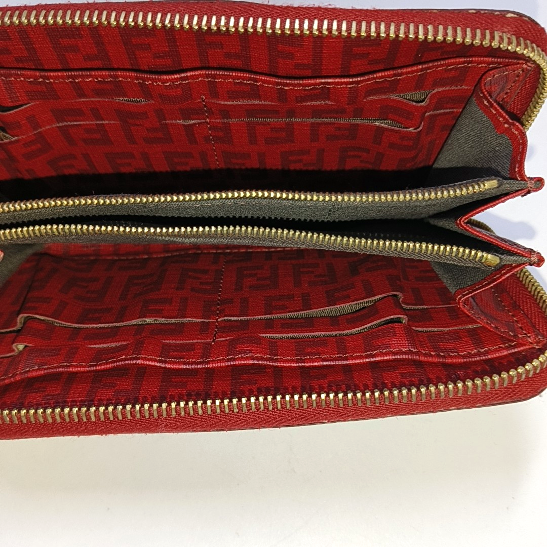FENDI 红色牛皮双F钱包 Golden hardware-(SKU)-944924331