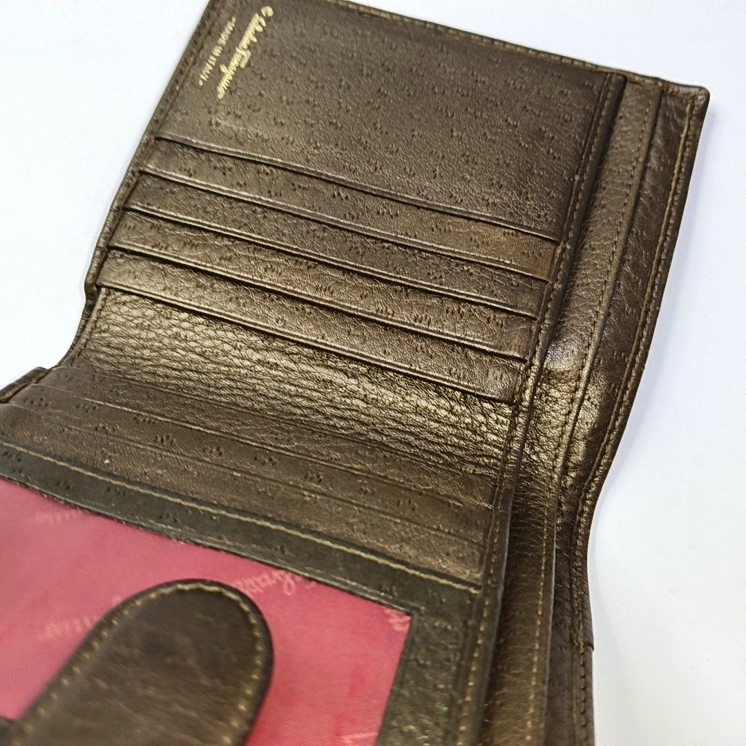FERRAGAMO Brown Cowhide Wallet Golden hardware-(SKU)-943612339