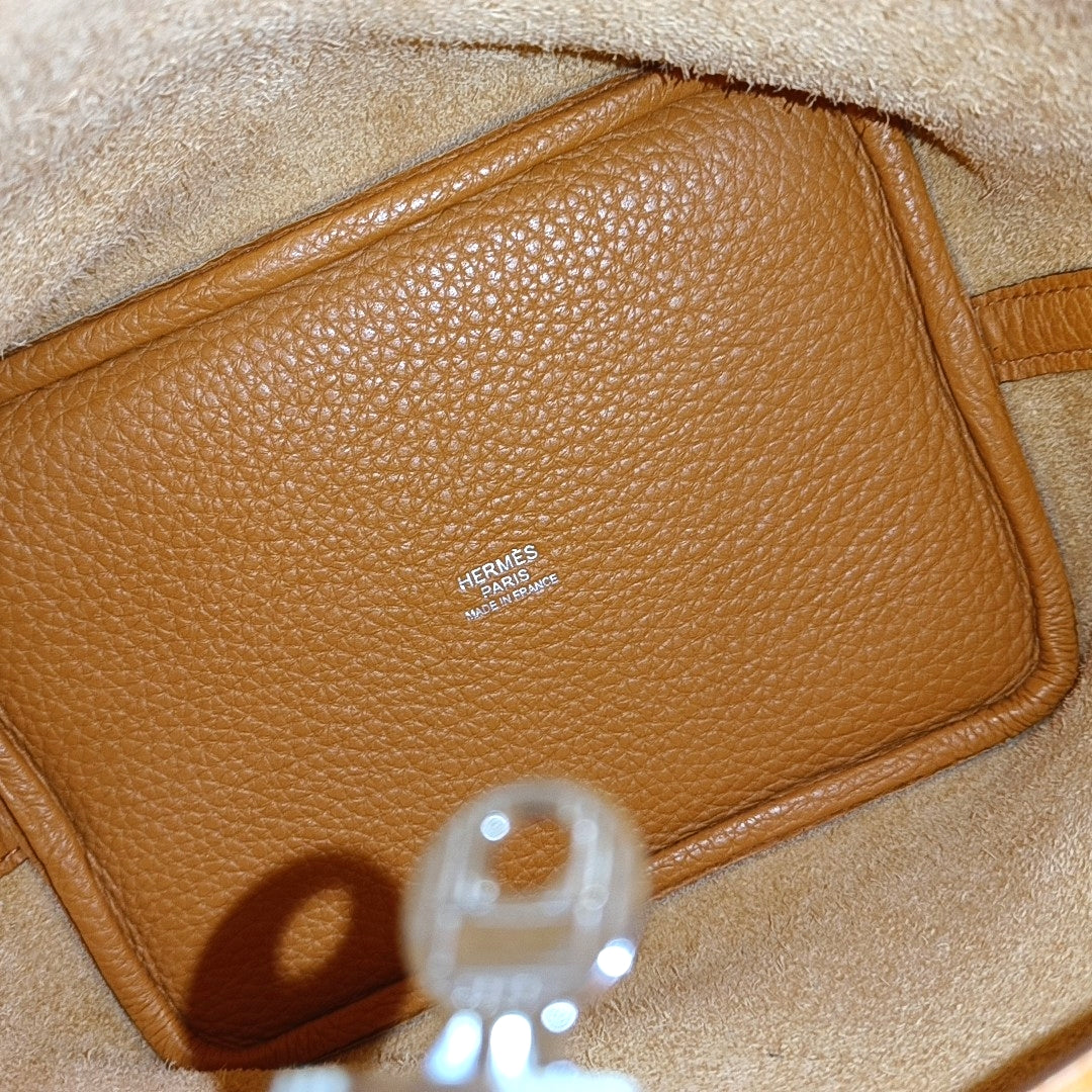 HERMÈS Picotin Lock 18 Orange Clemence Calfskin Basket Bag with Silver Hardware-(SKU)-967684097