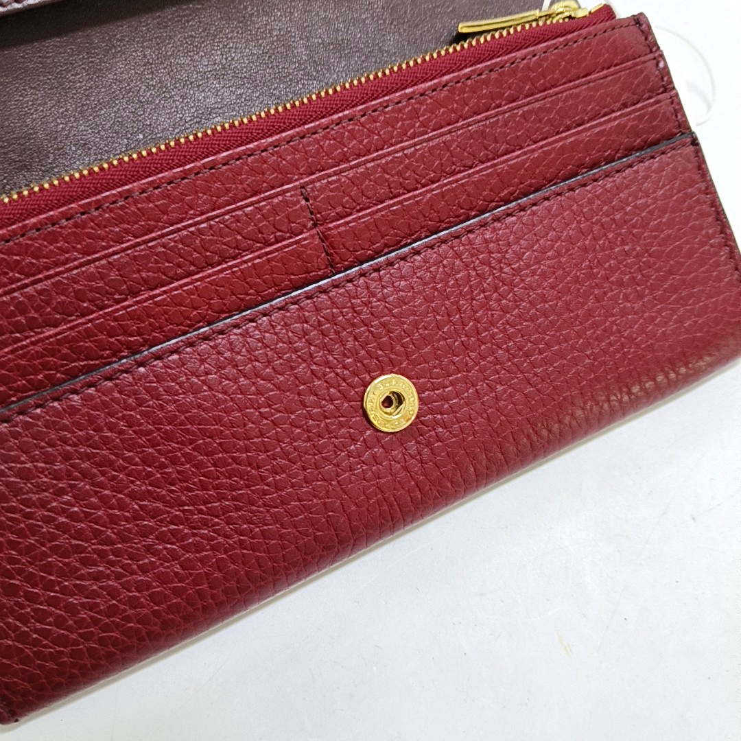 BURBERRY Red Leather Wallet Golden hardware-(SKU)-950780948