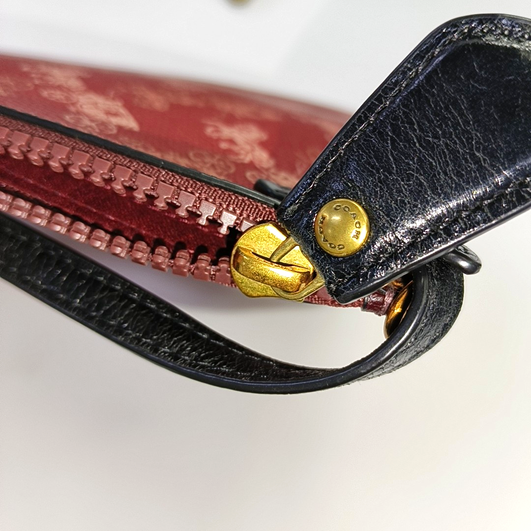 COACH FIELD Red Coated Canvas Carriage Single Shoulder Bag Crossbody Bag Handbag Golden hardware Pouch detachable shoulder strap-(SKU)-929655472