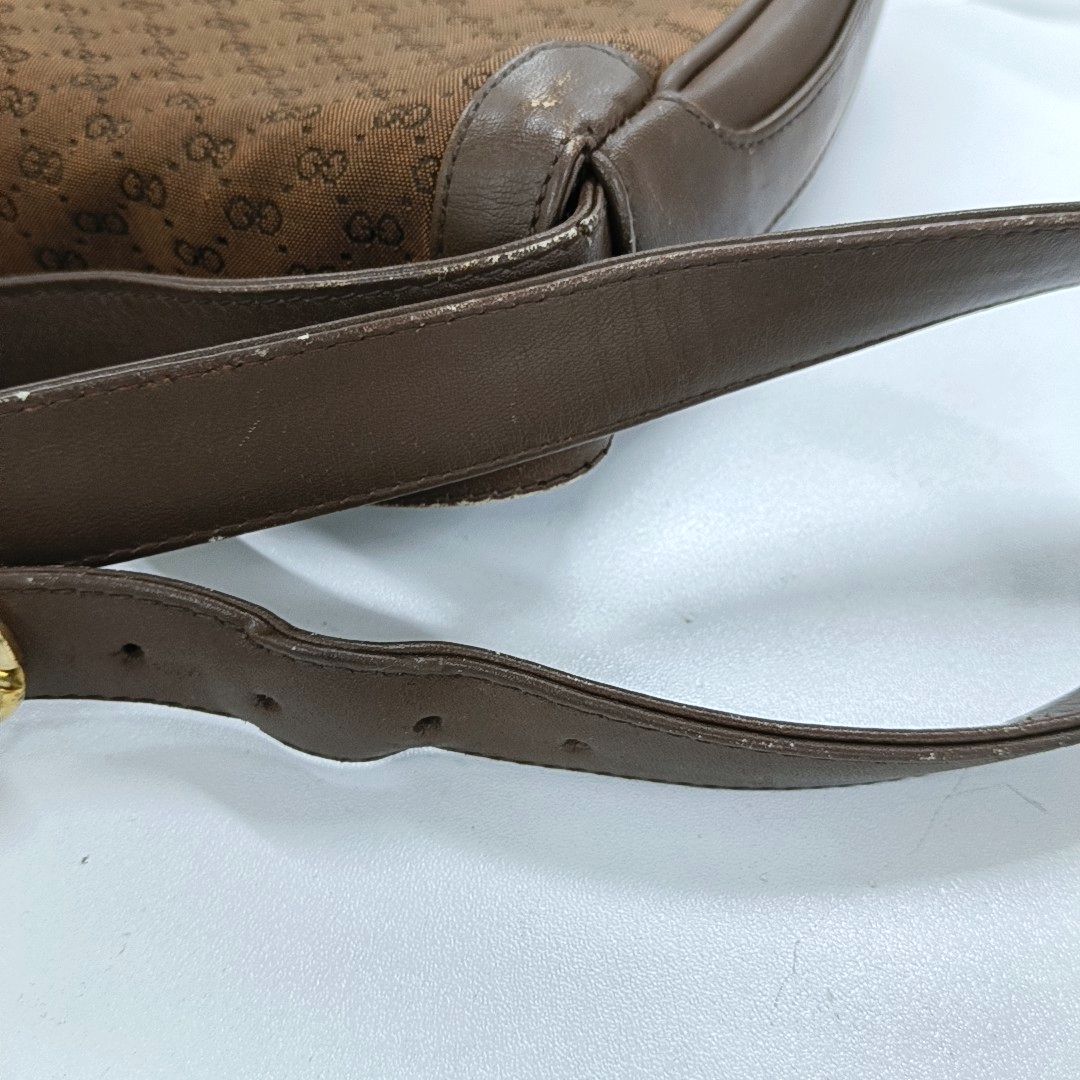 GUCCI GG Messenger Brown Canvas Monogram Shoulder Bag Golden hardware Vintage model-(SKU)-13122359