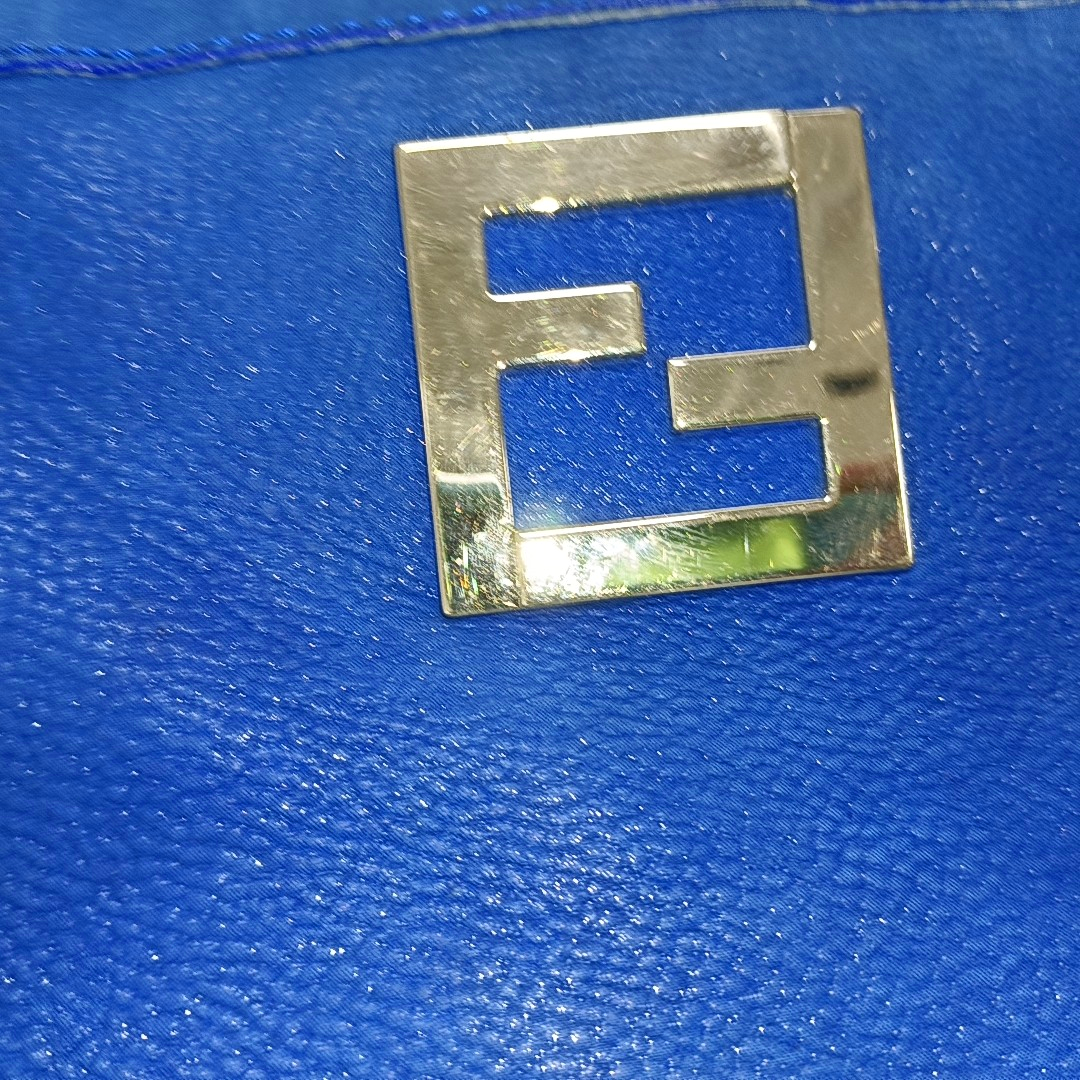 FENDI Tote bag 蓝色牛皮双FShoulder Bag Handbag Silver Hardware-(SKU)-13379414