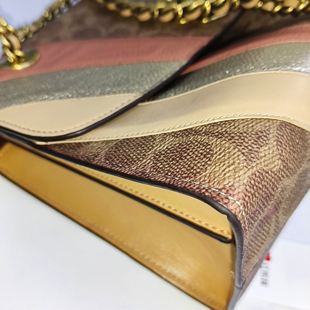 COACH PARKER 26 Multicolor Coated Canvas Monogram Camellia Crossbody Shoulder Bag Golden hardware-(SKU)-939985782