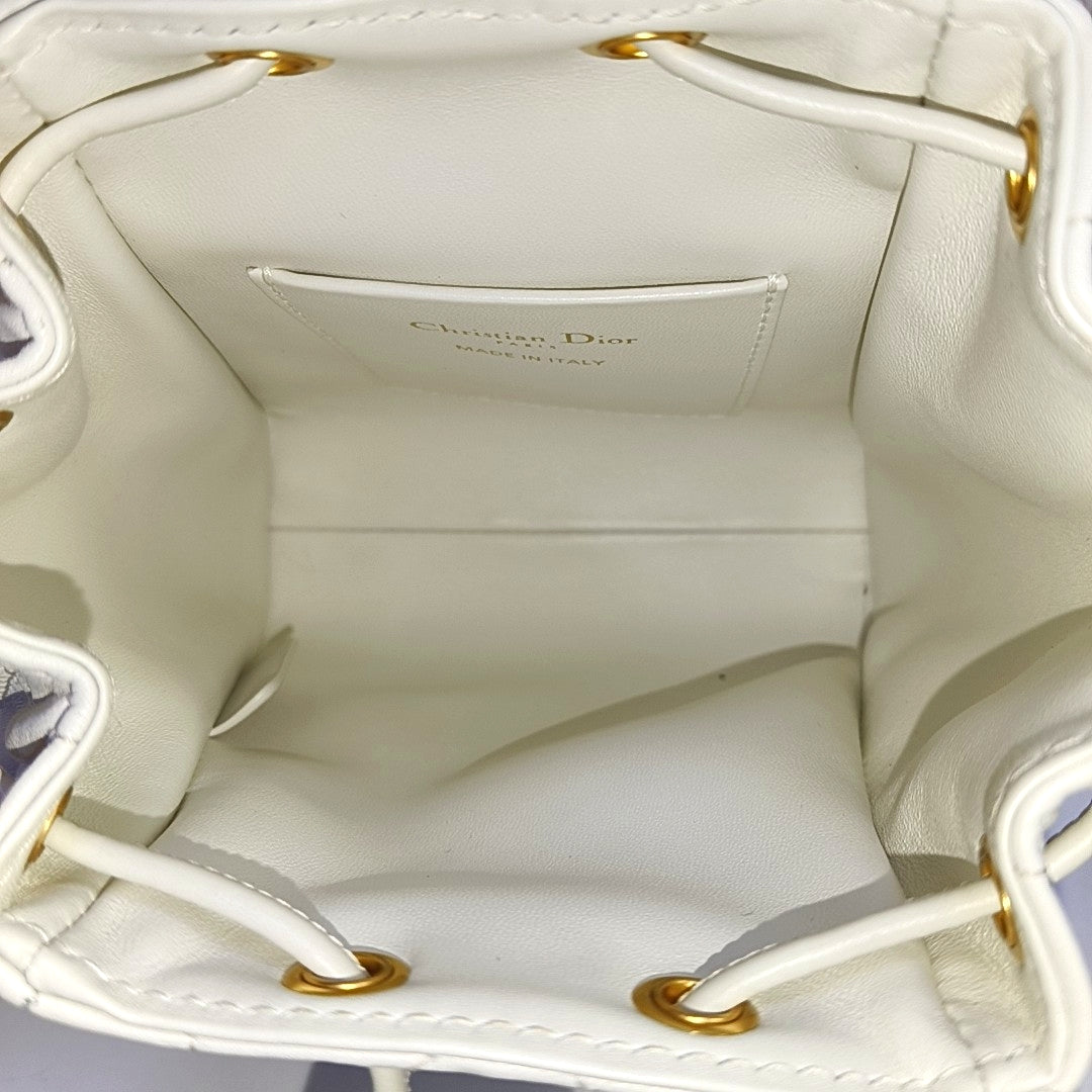 DIOR Dior Caro White Lamb Skin Woven Check Double Shoulder Bag Golden Hardware-(SKU)-969428669