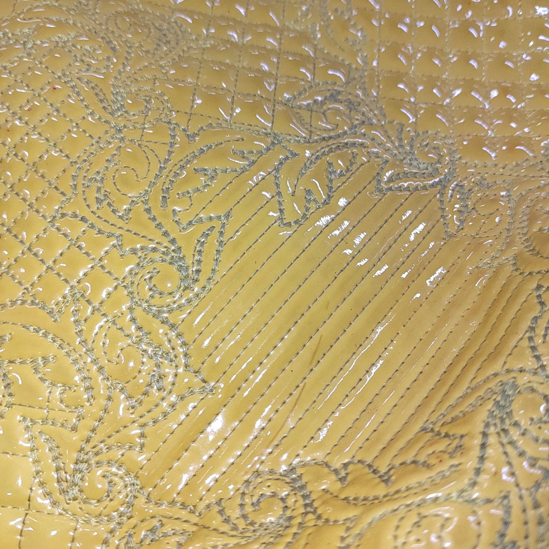 VERSACE Yellow Patent Leather Quilted Handbag Golden hardware-(SKU)-930265862