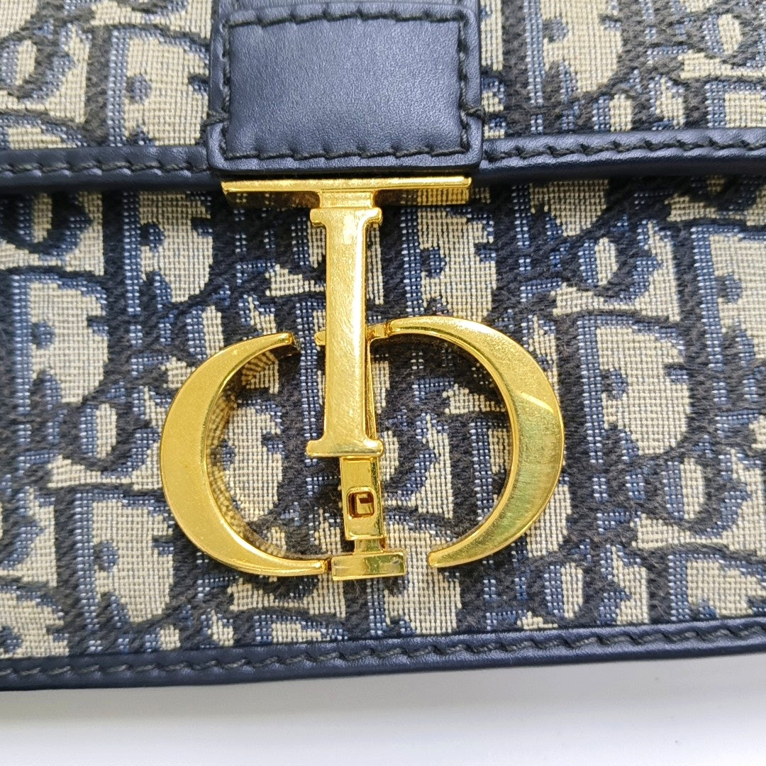 DIOR 30 Montaigne East-West blue canvas Monogram jacquard Montaigne bag shoulder bag crossbody bag removable shoulder strap-(SKU)-966152938