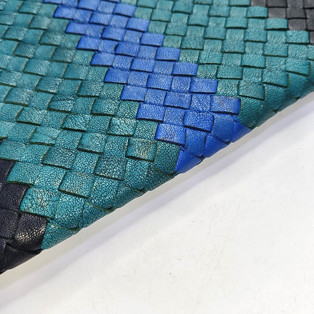 BOTTEGA VENETA Contrast Color Leather Woven Clutch Ruthenium color hardware-(SKU)-958209922