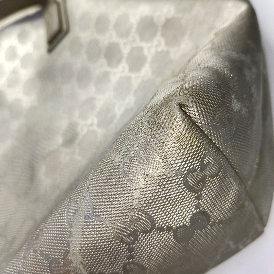 GUCCI GG Imprime Silver Coated Canvas Monogram Shoulder Bag Handbag Silver Hardware-(SKU)-957584035