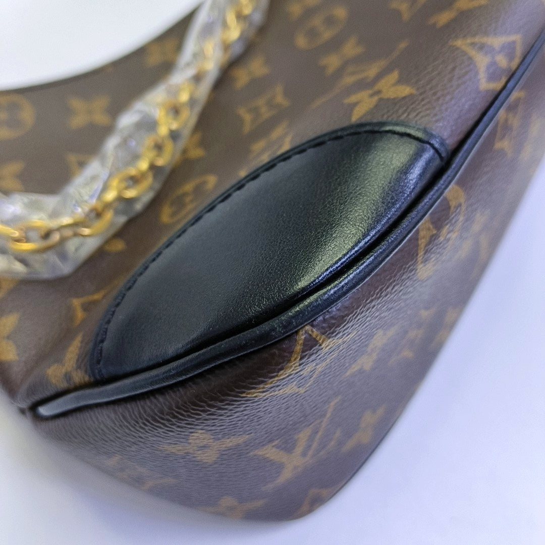 LOUIS VUITTON BOULOGNE Brown Coated Canvas Monogram Horn Bag Shoulder Bag Tote Bag Crossbody Bag with Gold Hardware and 2 Detachable Shoulder Straps-(SKU)-969000180