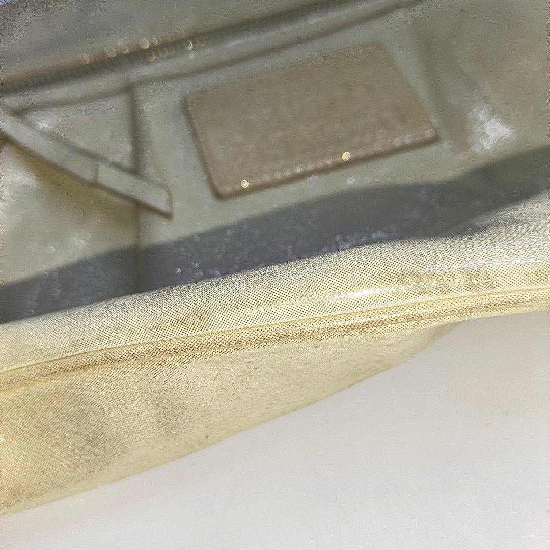 COACH Champagne Special Material Patchwork Quilted Single Shoulder Bag Silver Hardware Removable shoulder strap-(SKU)-937632095