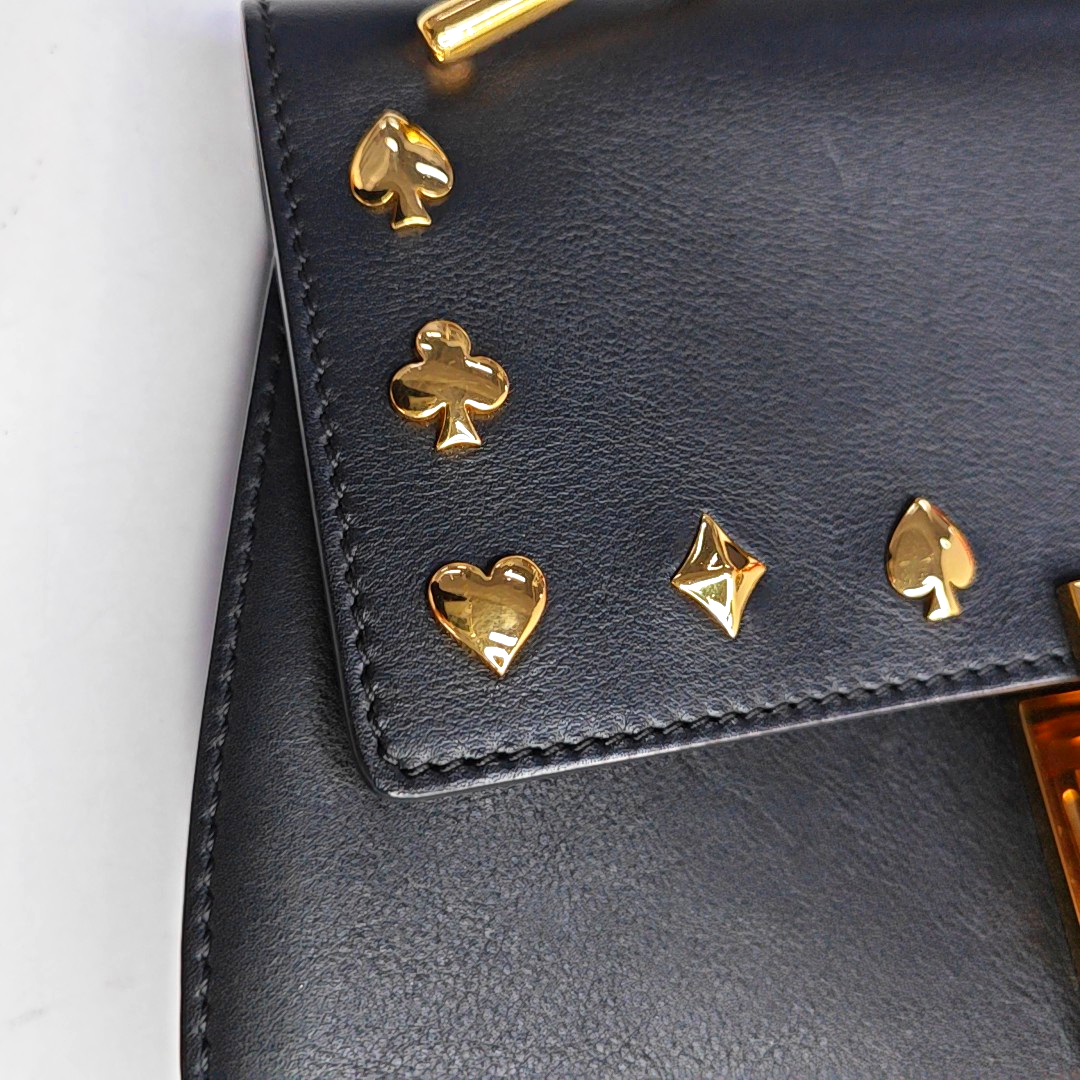 Chloé Drew Medium size Black Cowhide Studs Badge Crossbody, Single Shoulder Bag Golden hardware-(SKU)-959919601