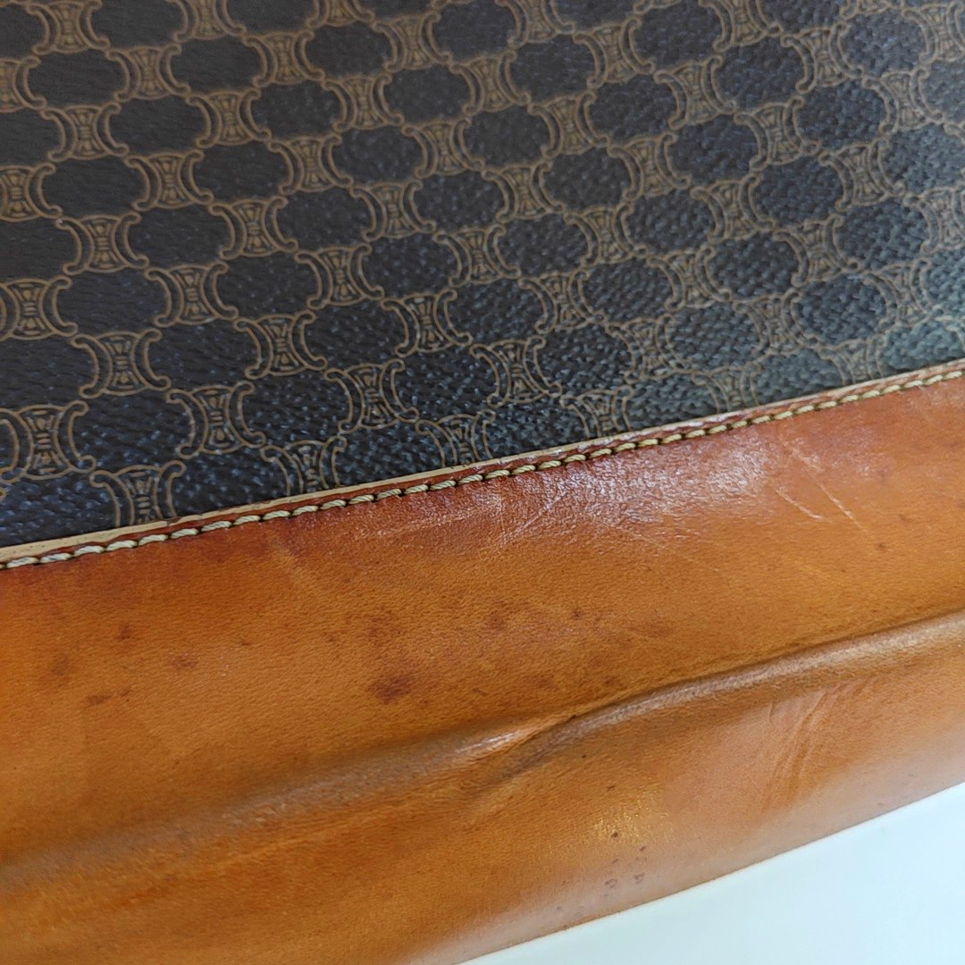 CELINE Tote bag Brown Coated Canvas Monogrammed Single Shoulder Bag Golden hardware-(SKU)-943019925