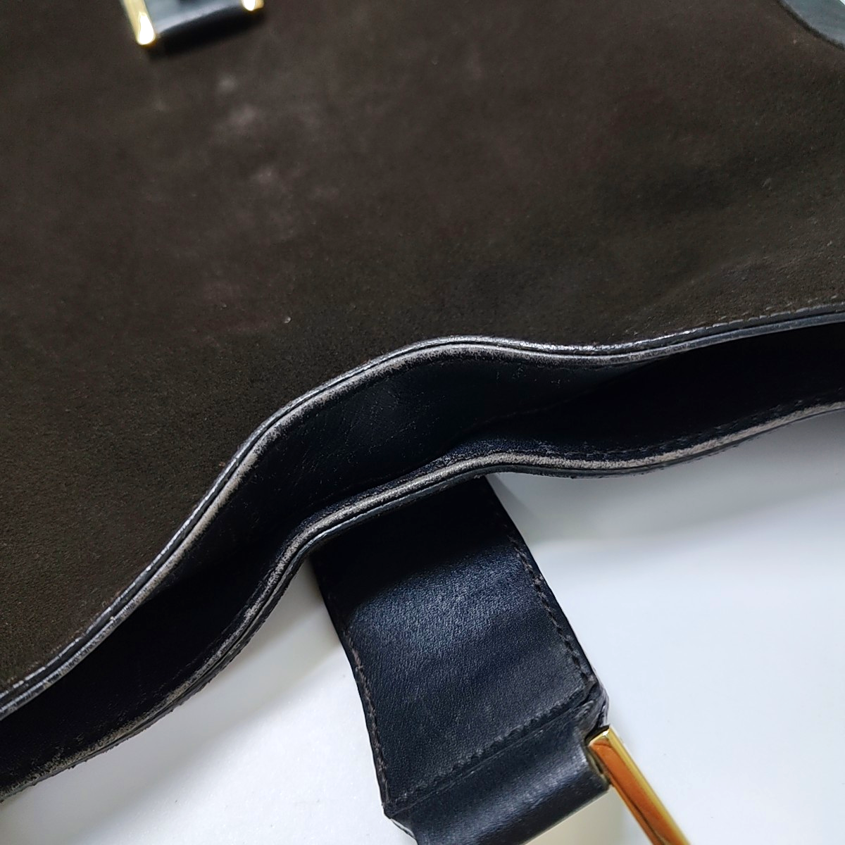 GUCCI Dark Brown Velvet Leather Single Shoulder Bag Tote Bag Golden hardware-(SKU)-940165554