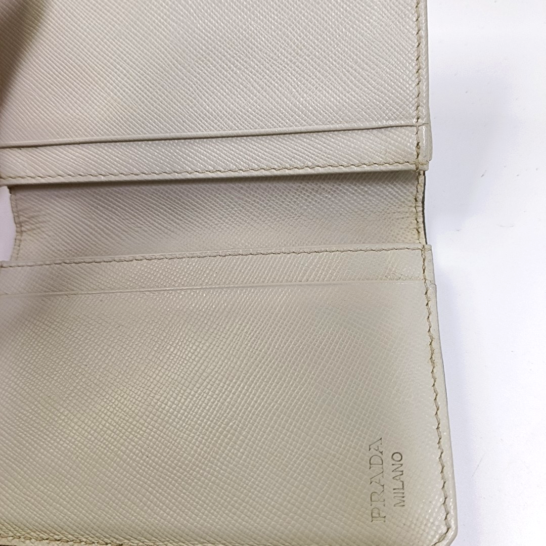 PRADA White Cowhide Crosshatch Card Case Silver Hardware-(SKU)-943649061