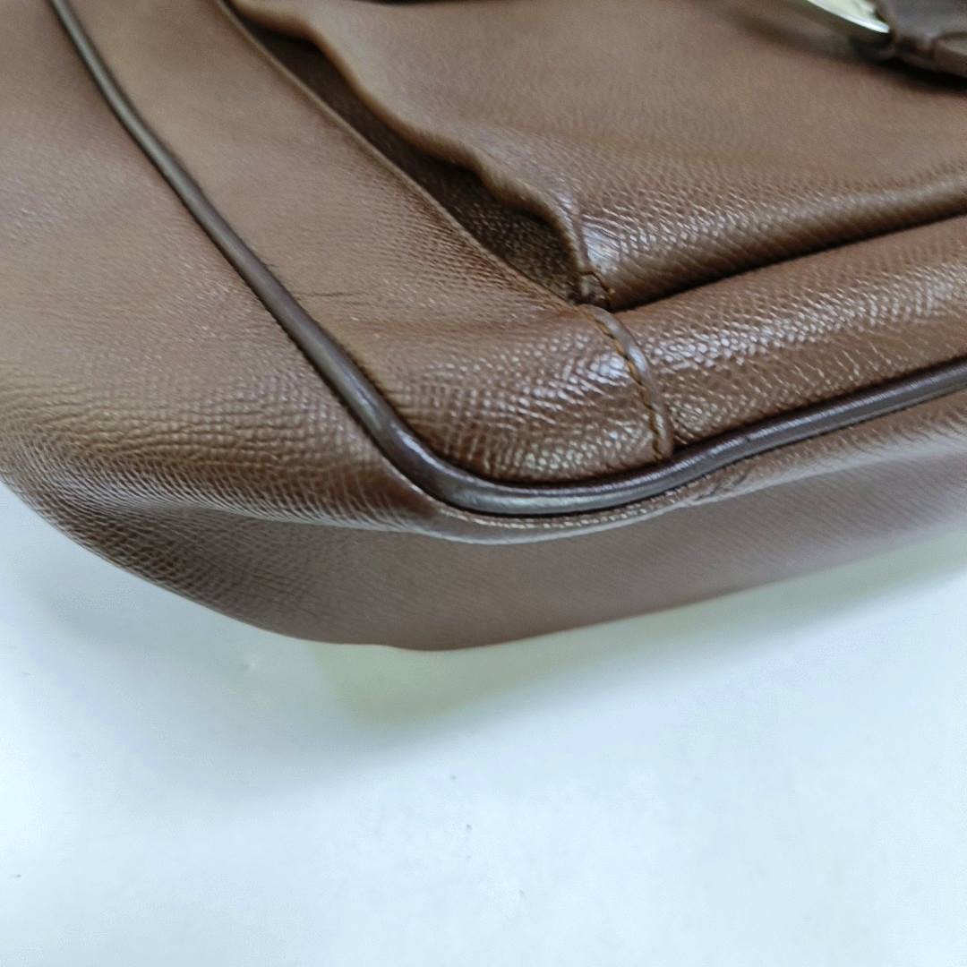 BVLGARI LOGO MANIA Brown Leather Circle Single Shoulder Bag Silver Hardware-(SKU)-947607333