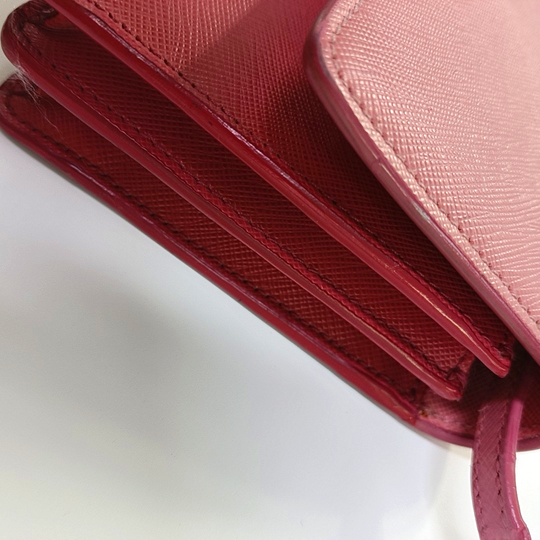 PRADA Pink cowhide cross-grain shoulder bag/handbag/crossbody bag Golden hardware Removable shoulder strap-(SKU)-960391827