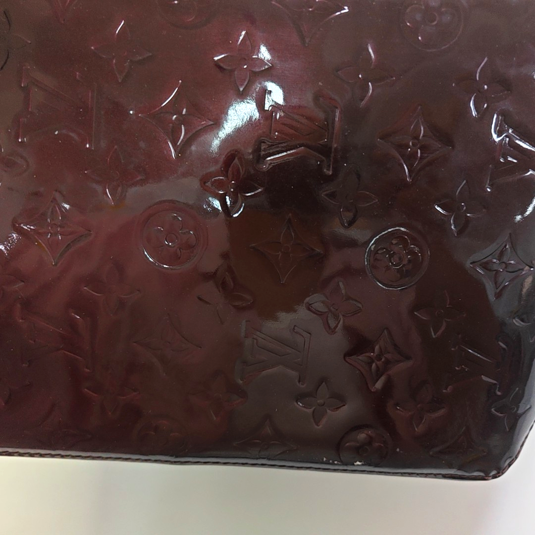 LOUIS VUITTON BELLEVUE Large size Burgundy Patent Leather Embossed Tote Bag Single Shoulder Bag Golden hardware-(SKU)-947527347