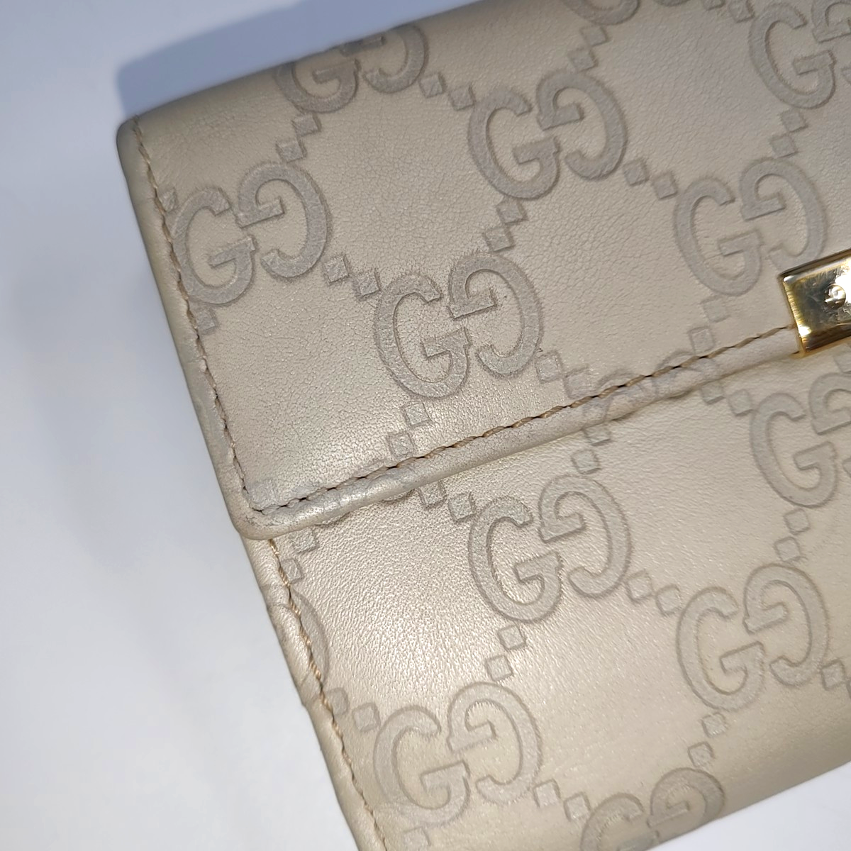GUCCI Signature白色牛皮老花,压纹钱包-(SKU)-939007138
