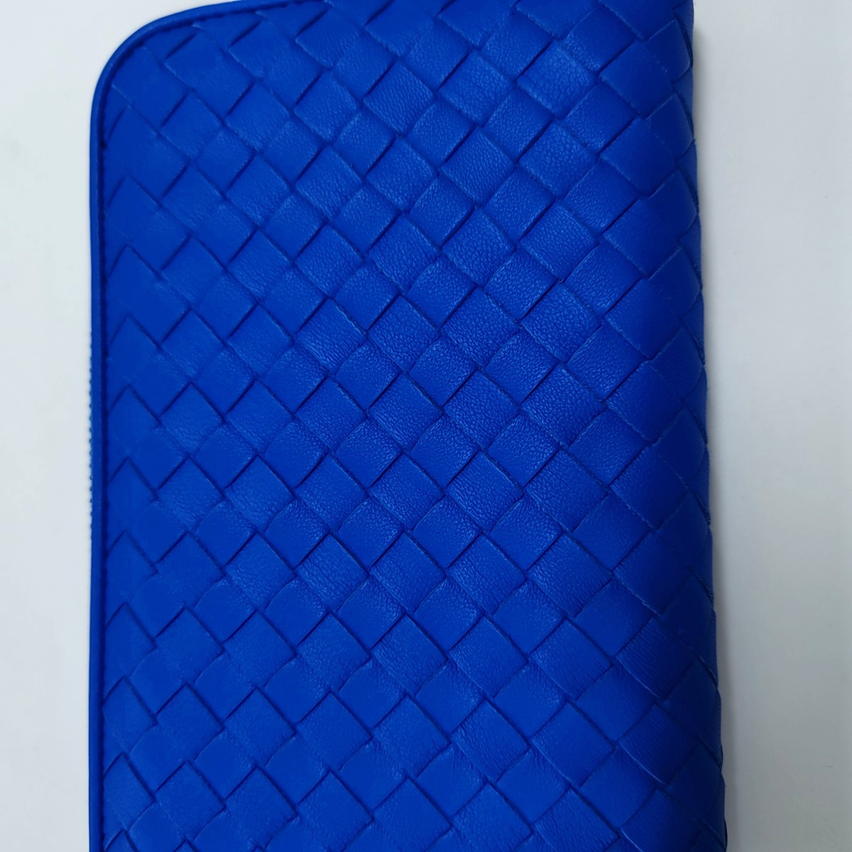 BOTTEGA VENETA Blue sheepskin woven wallet Black hardware-(SKU)-958486803