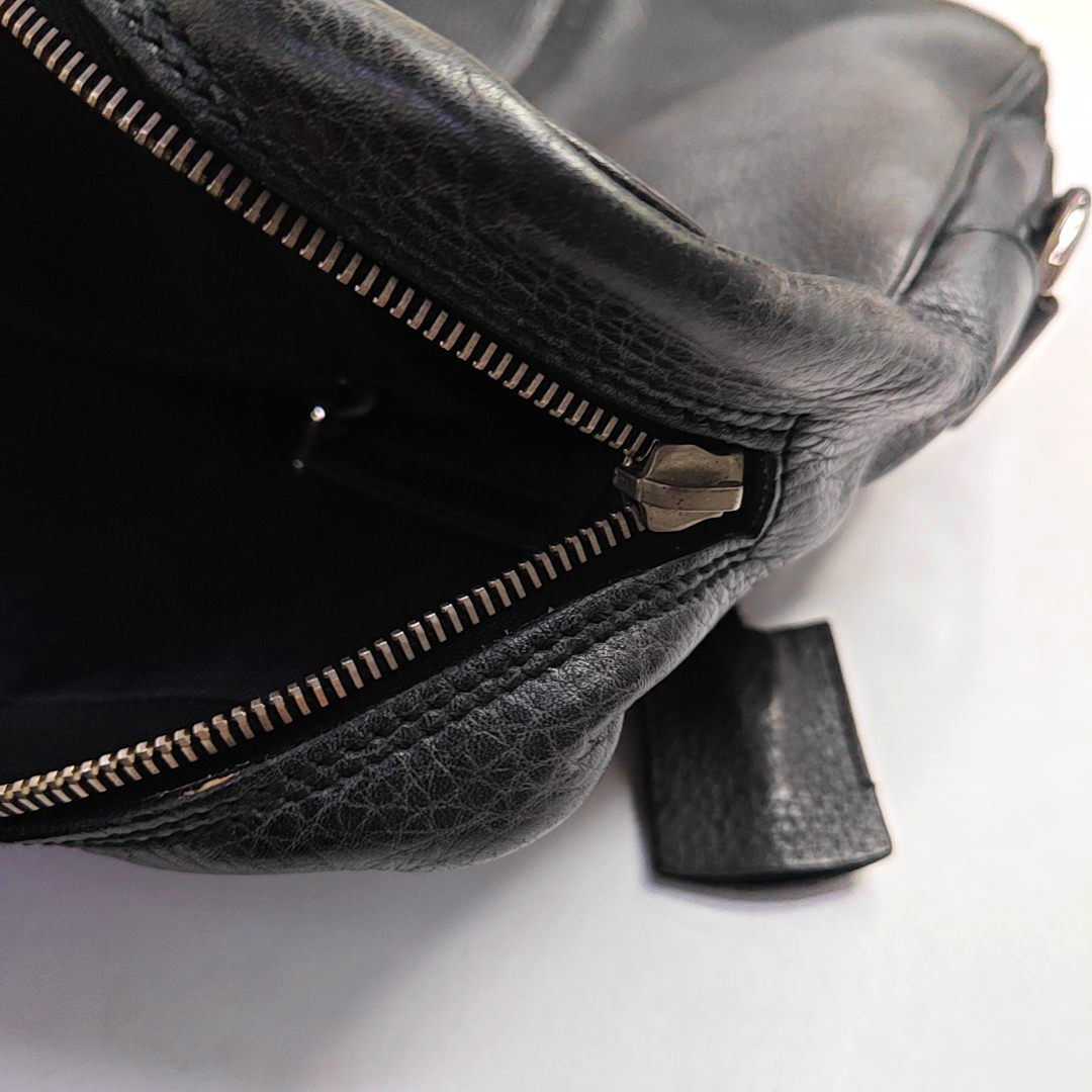 YSL MUSE Black Cowhide Quilted Rivets Tote Bag Silver Hardware-(SKU)-946633480