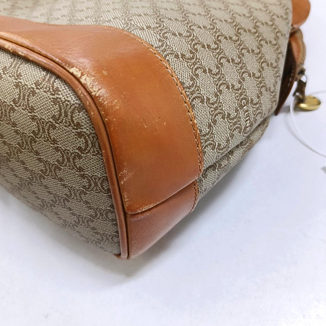 CELINE Tote bag Khaki Coated Canvas Triumph Grained Shoulder Bag Handbag Brown Hardware-(SKU)-947832104